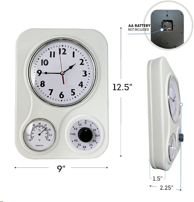 Lily's Home - 9.5 Inch x 12.5 Inch - Retro Kitchen Wall Clock, Vintage Wall - Image 2