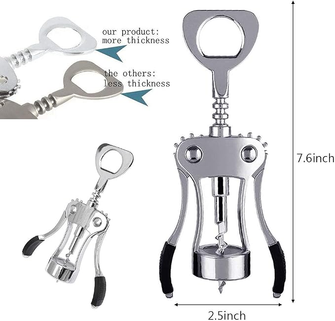 Foho Best Wing Corkscrew Wine Bottle Opener Luxury Waiter Corkscrew - Image 3