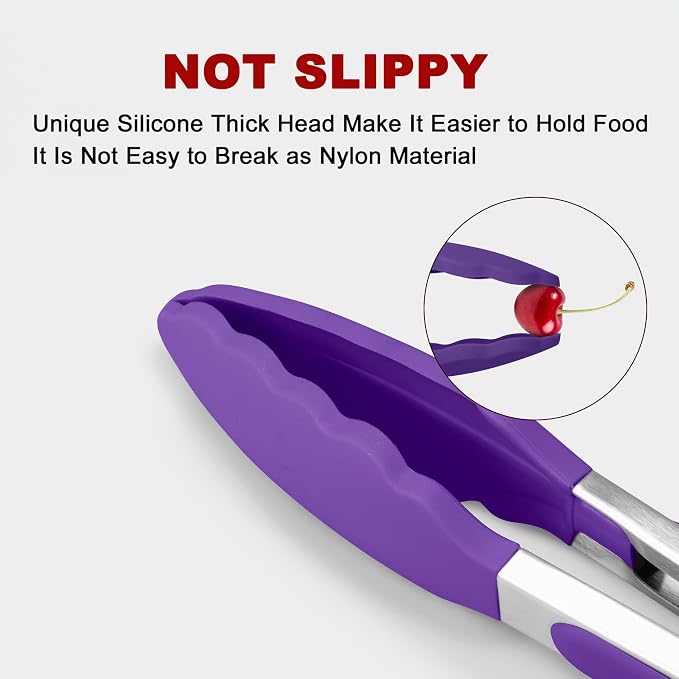 2 Pack Silicone Kitchen Tongs – 9" & 12" Set, Heat Resistant up to 500°F - Image 2