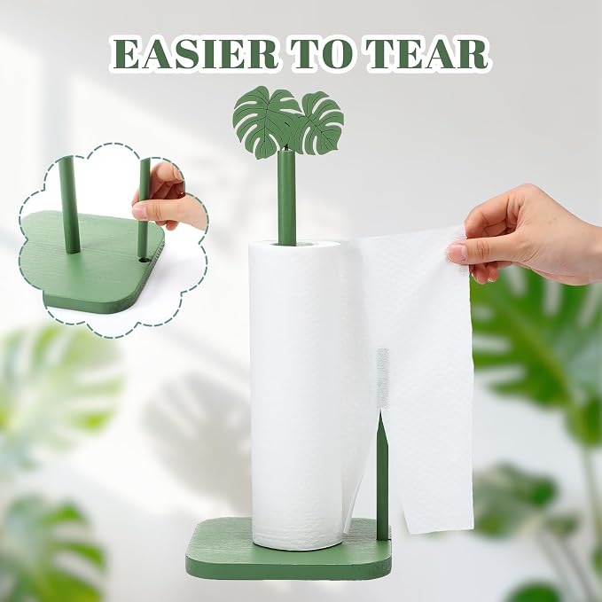 Leinuosen Monstera Leaves Paper Towel Holder Tropical Monstera Wooden Paper - Image 3