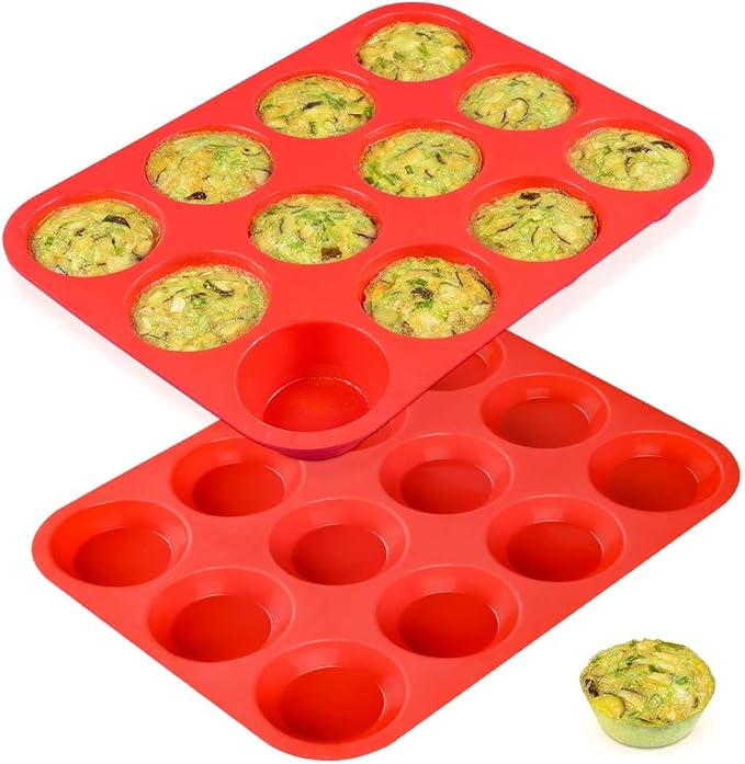 CAKETIME 12 Cups Silicone Muffin Pans by CAKETIME