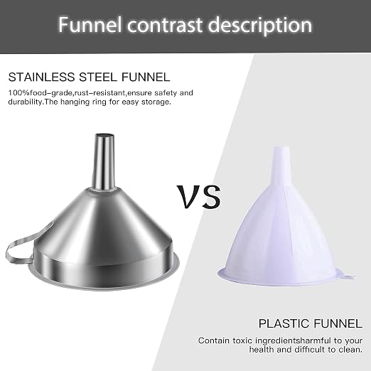 Stainless Steel Funnels for Kitchen Use, Kitchen Metal Funnel Set - Image 2