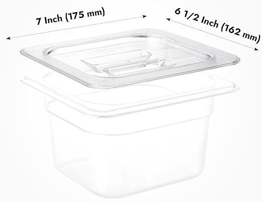 CURTA 6 Pack NSF Food Pan Cover, 1/6 Size Clear Polycarbonate Lid - Image 2
