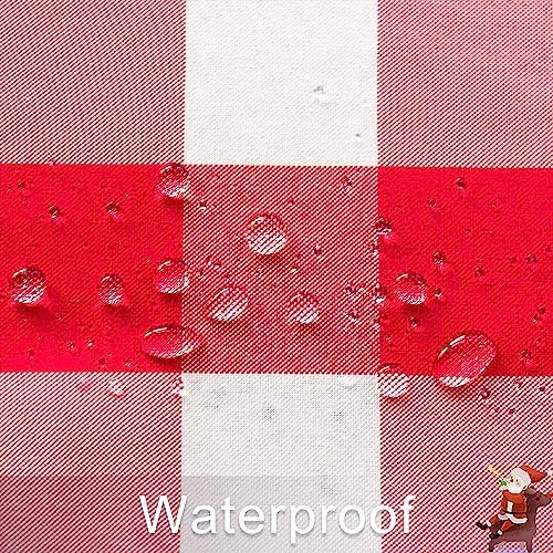Hiasan Checkered Round Tablecloth 60 Inch Waterproof, Red and White
