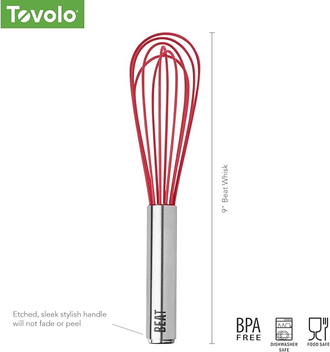 Tovolo Whisk 9 Inch Heavy Duty Silicone Wire Stainless Steel Whisker - Image 6