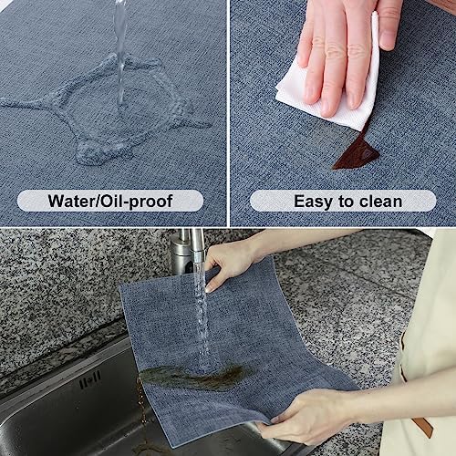 Homaxy PU Faux Leather Placemats for Dining Table, Set of 6, Blue