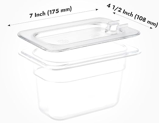 CURTA 6 Pack NSF 1/9 Notched Food Pan Cover, Size Clear Polycarbonate Lid - Image 2