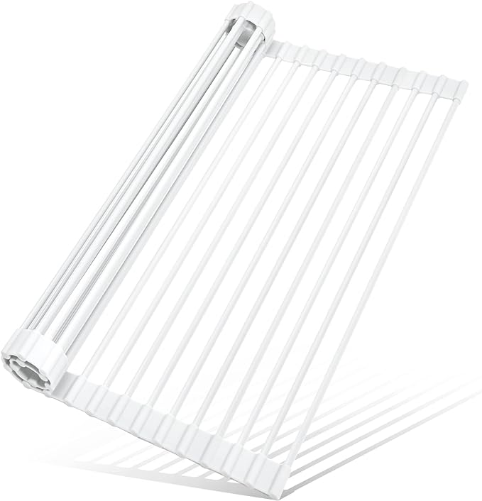 MERRYBOX Roll Up Over The Sink Dish Drying Rack Silicone Wrapped Foldable by MERRYBOX