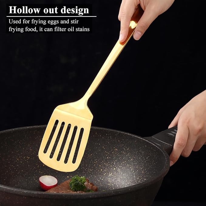 Homquen Gold Kitchen Utensils Set 4pcs, Titanium Gold Plating Stainless Steel - Image 5