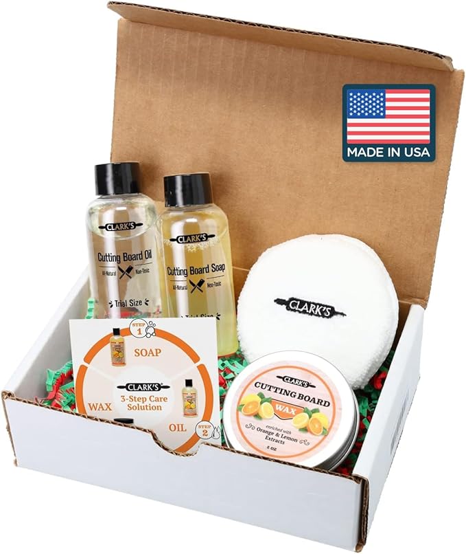 CLARK'S Cutting Board Care Kit, Includes Wood Cutting Board Oil, and Buffing Pad by CLARKS