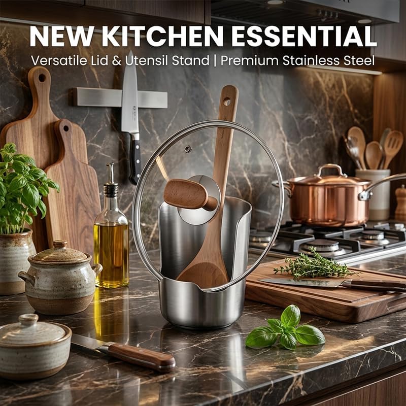 Stainless Steel Utensil Holder and Spoon Rest for Kitchen Counter,1PC