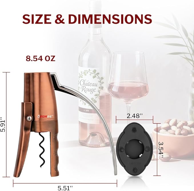 Forge Quality Compact Vertical Lever Corkscrew Wine Opener - Image 9