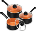 MICHELANGELO Ceramic Saucepan Set 1.5QT & 2QT & 3QT Nonstick Sauce Pans by Michelangelo