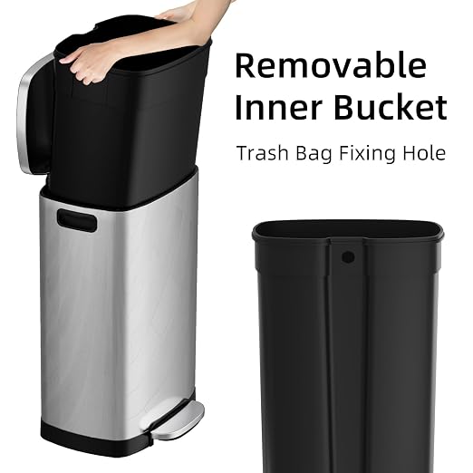 KUK 13 Gallon/50L Stainless Steel Kitchen Trash Can - Image 4