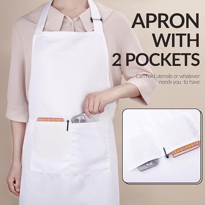 Large Chef Apron for Men and Women, Cooking Kitchen Aprons - Image 5