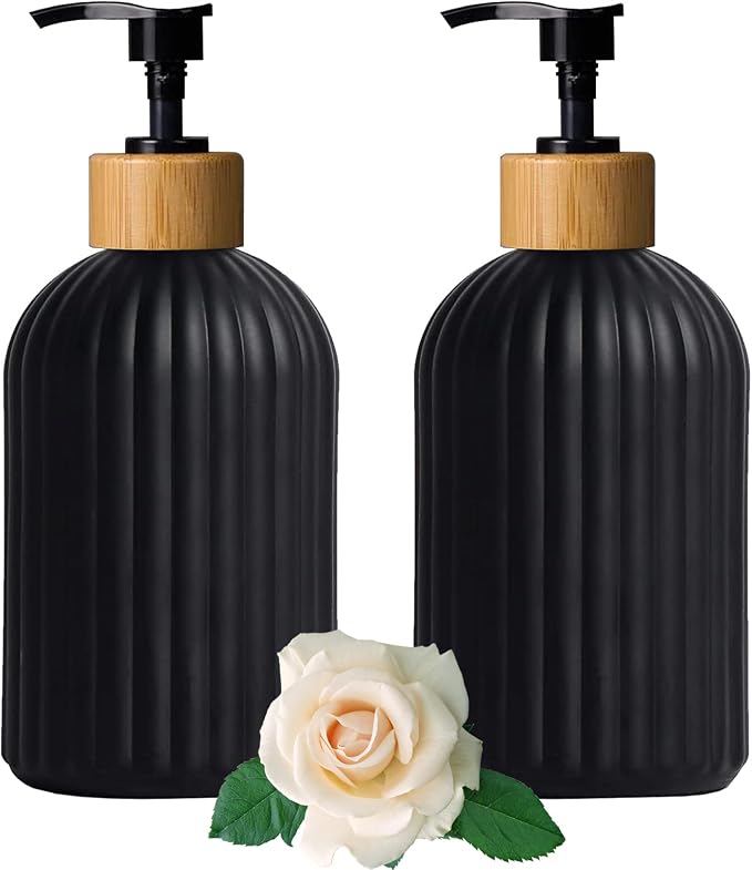 Black Glass Soap Dispenser Set by YYTSGG