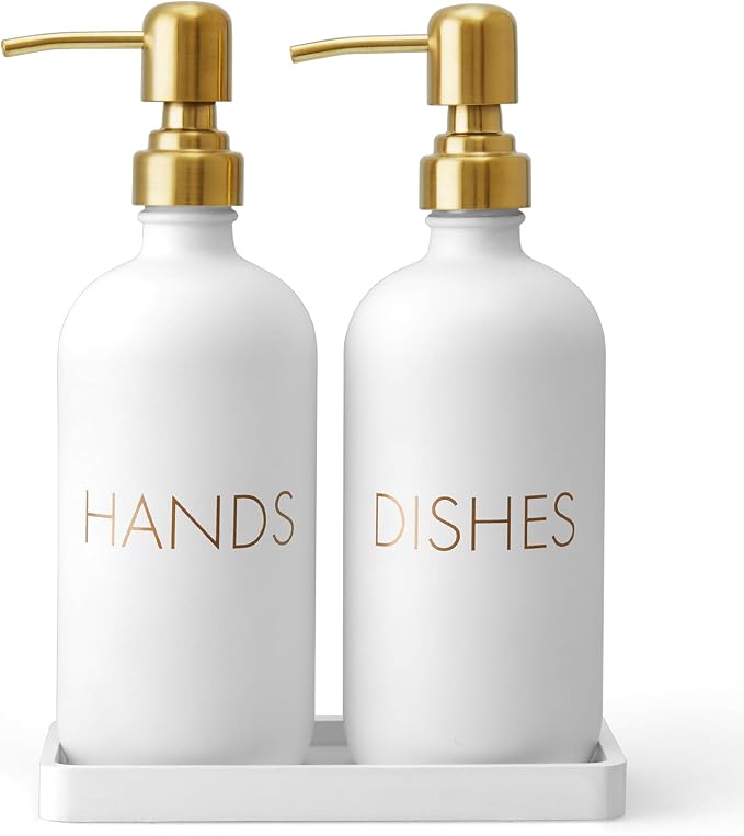 Glass Dish and Hand Soap Dispenser Set by Unknown
