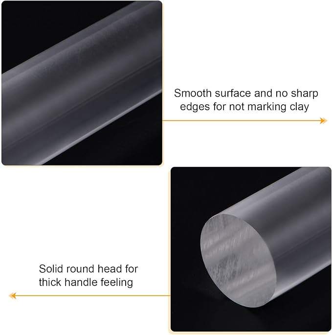HARFINGTON Acrylic Clay Roller 6 Inch x 1 Inch Solid Non-Stick Plastic Round - Image 4