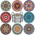 Coasters for Drinks,AODINI Set of 8 Absorbent Stone Coasters for