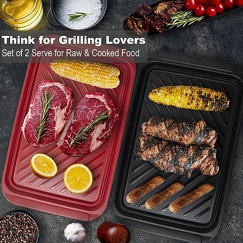Czlizdyt Grilling Prep and Serving Tray, Dishwasher-Safe, 2-pcs Set