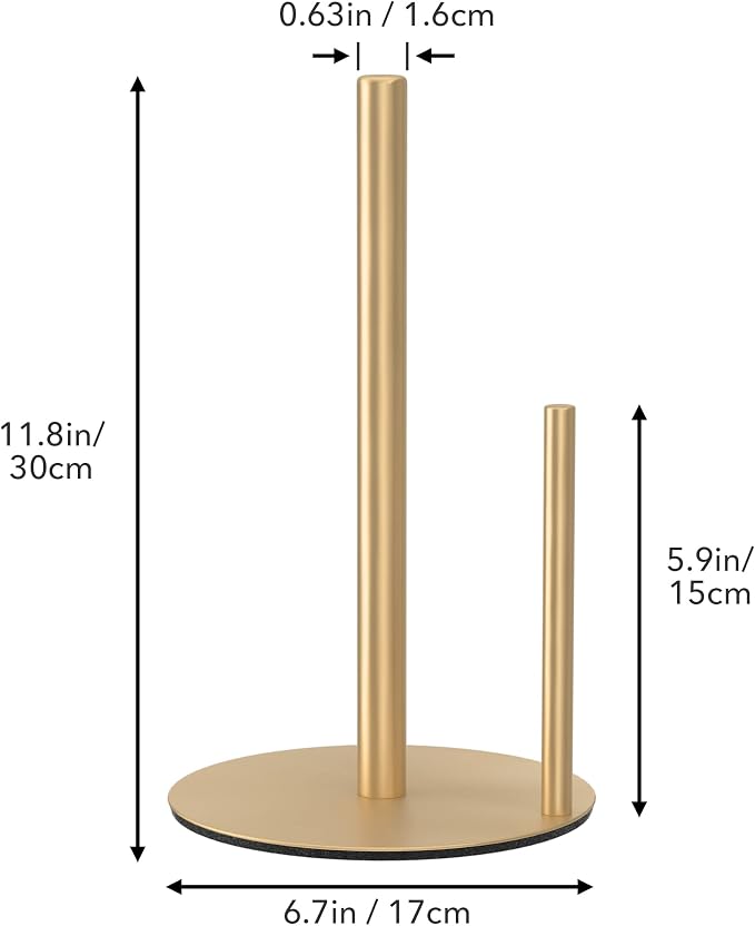 Paper Towel Holder Gold, Premium Stainless Steel Kitchen Roll Dispenser - Image 5