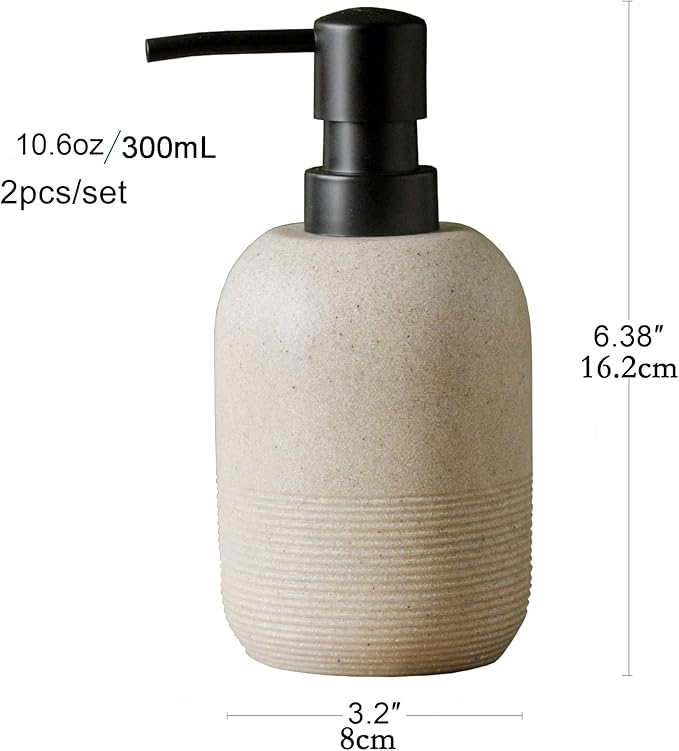 GalDal 2pcs/Set Beige Hand Soap Dispenser Sets, Resin Liquid Soap Dispenser - Image 4