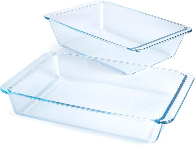 Set of 2 pcs Tempered Glass Baking Dish Set, Deep and Classic Borosilicate by HUSANMP