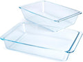 Set of 2 pcs Tempered Glass Baking Dish Set, Deep and Classic Borosilicate by HUSANMP