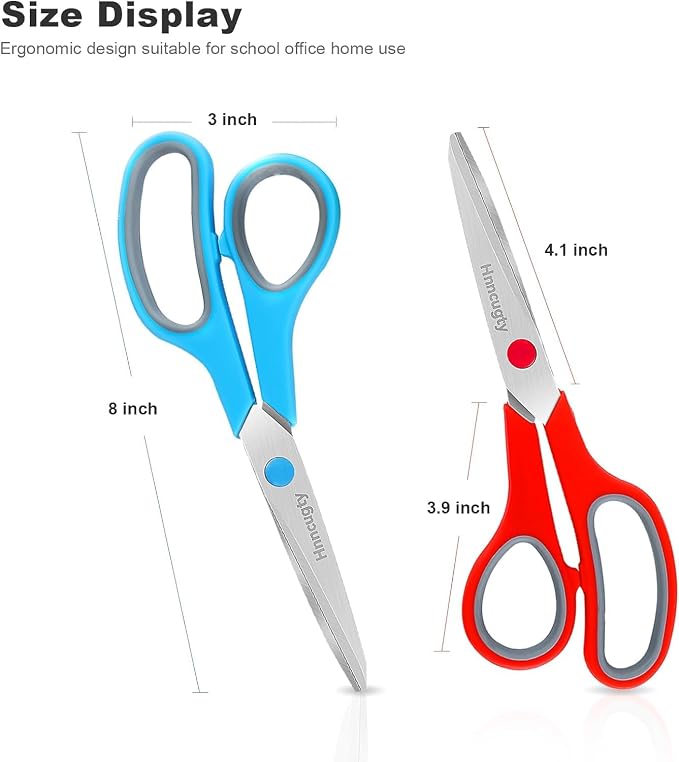Scissors, Hnncugty 8" Scissors All Purpose Bulk Set of 18-Pack, Sharp Shears - Image 3