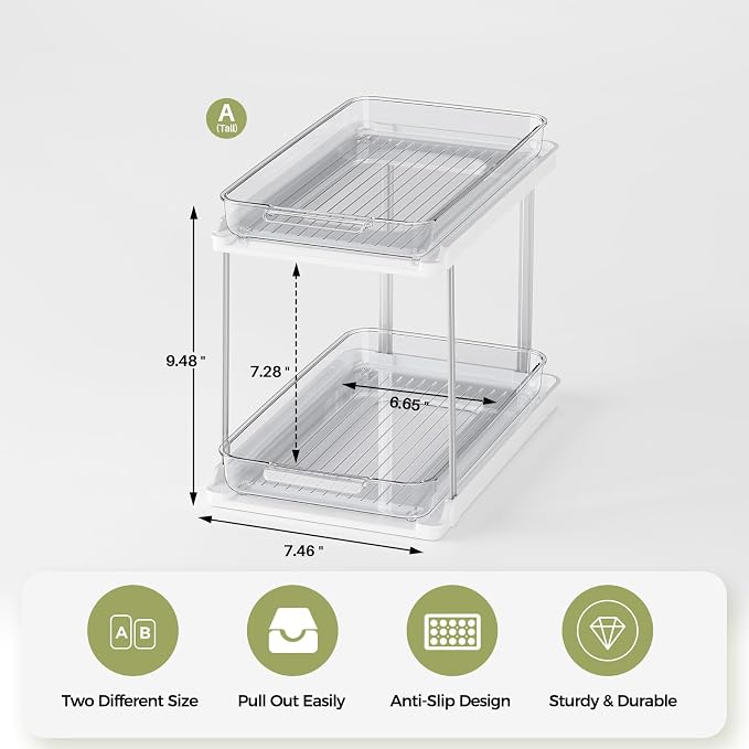 Delamu 2-Tier Bathroom Under Sink Organizers and Storage, Pull Out Cabinet - Image 2