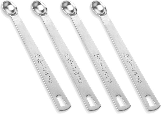 4 PCS 1/8 Teaspoon Single Measuring Spoon, Stainless Steel 1/8 Tsp Small by KALIONE