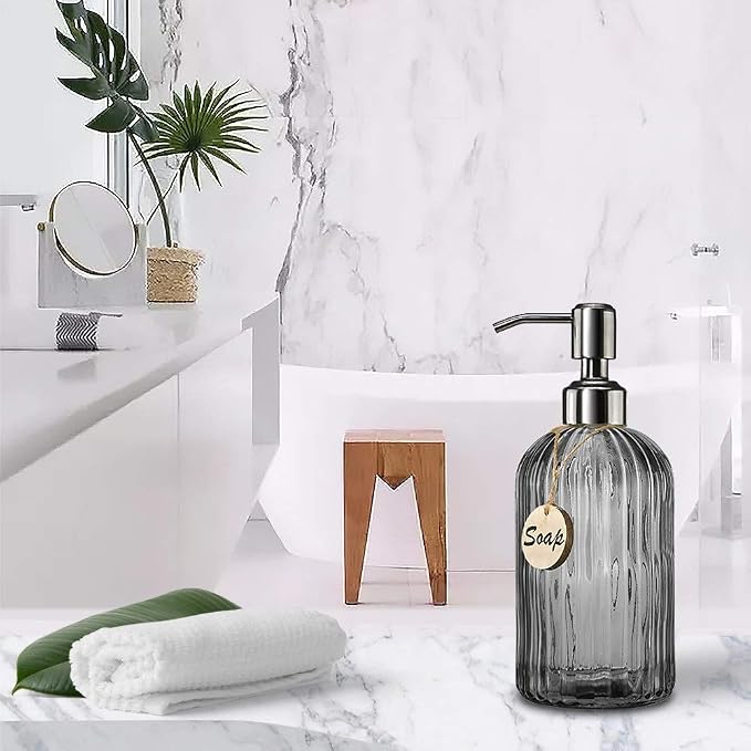 JASAI 18 Oz Vertical Stripes Kitchen Soap Dispenser - Image 5