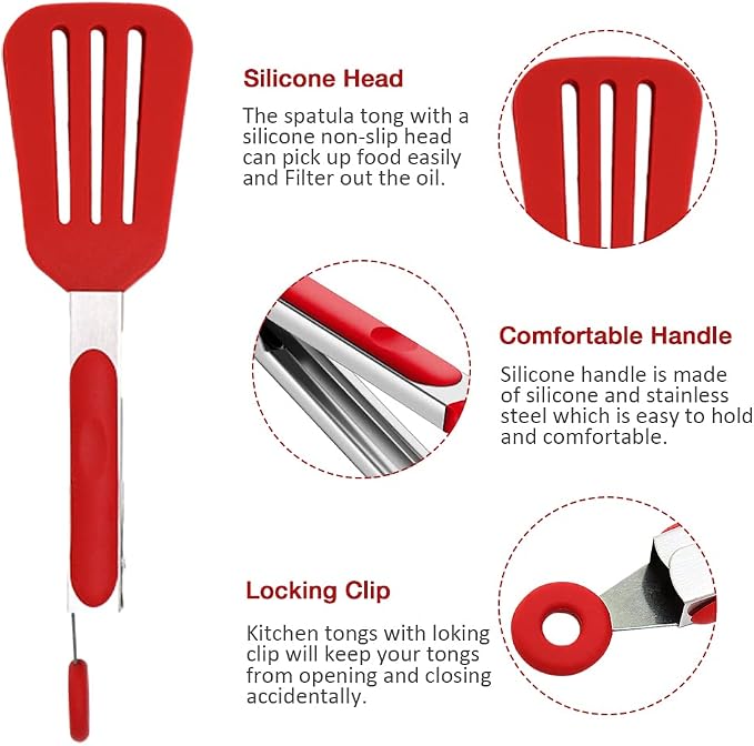 Mini Silicone Serving Tongs Set of 3, Small Kitchen Tongs - Image 4
