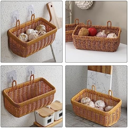 BESTonZON Hanging Woven Storage Basket Vegetable Fruit Keeper Veggies