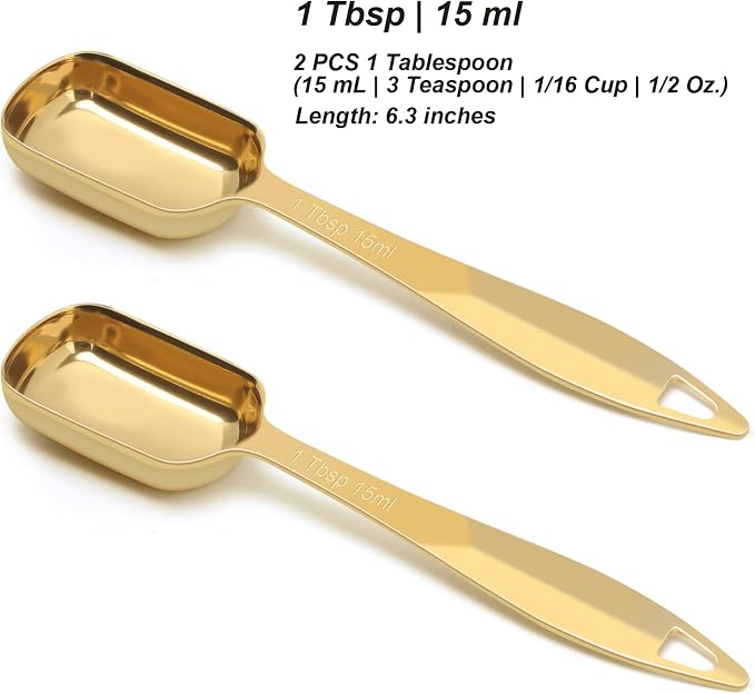 2 Pcs 1 Tablespoon Stainless Steel Single Measuring Spoon, Long Handle Metal - Image 2