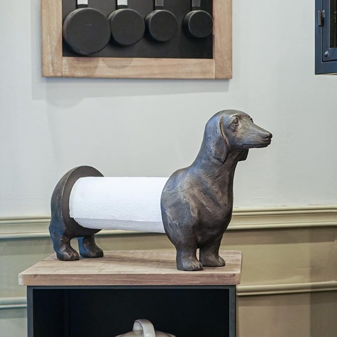 Vintage Dachshund Dog Paper Towel Holder Black Wiener Dog Tissue Towel Display - Image 9