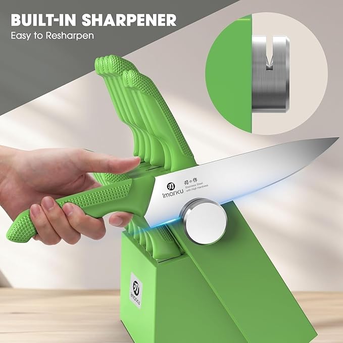 imarku® Knife Set with Block, Sharp Knife Sets with Built-in Sharpener - Image 2