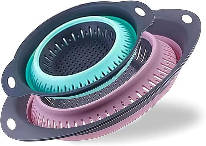 Collapsible Colander Set, Square Round Triangles Silicone Kitchen Strainer by FglmctshHomeProducts