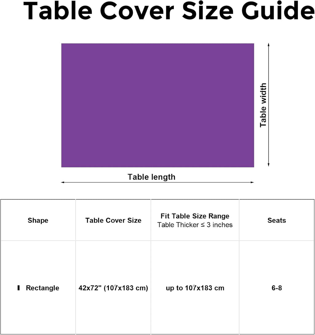 Rectangle Purple Tablecloth 42x72 Inch Fitted Fabric 6ft with Elastic