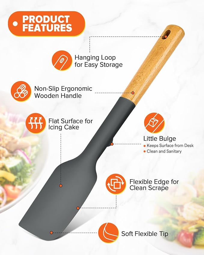 Silicone Spatula Spoon Set, and Spreading, Sturdy BPA-Free Matte Silicone - Image 3