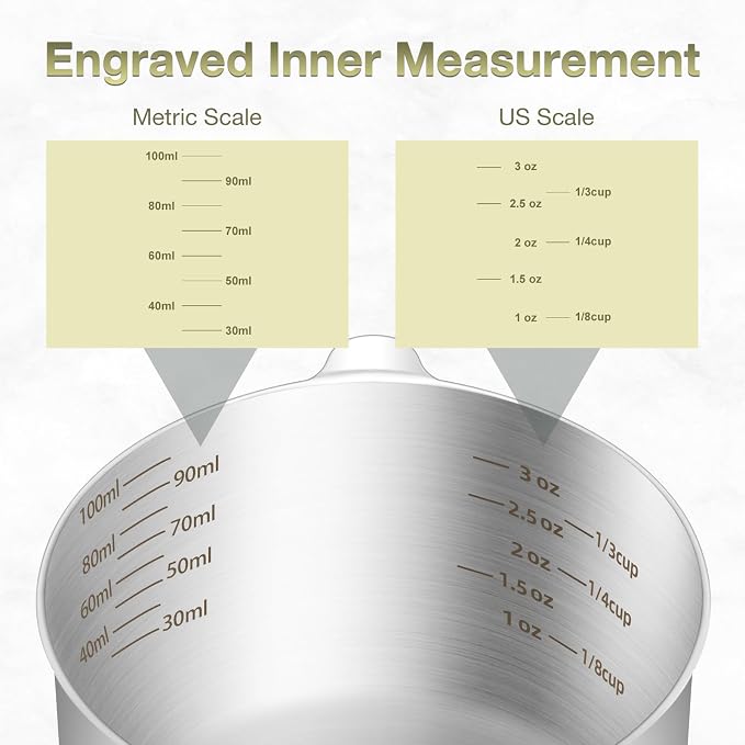 1PCS 1/2Cup Single Measuring Cup, Etched Inner Scale Stainless Steel Measure - Image 3