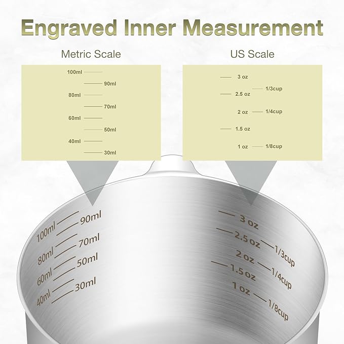2PCS 1/2Cup Single Measuring Cup, Etched Inner Scale Stainless Steel Measure - Image 3