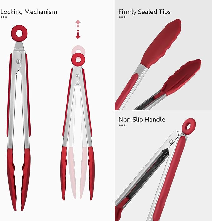 600ºF Heat Resistant Kitchen Tongs: U-Taste 9 inch Silicone Cooking Tong - Image 6