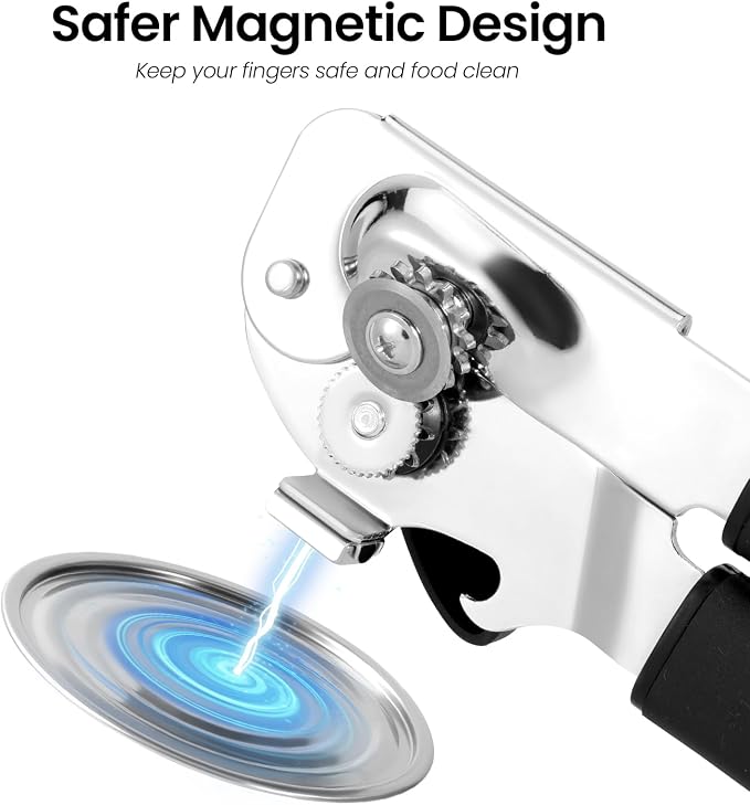 Can Opener Manual with Magnet Lift, Heavy Duty Handheld Smooth Edge Can Tin - Image 3