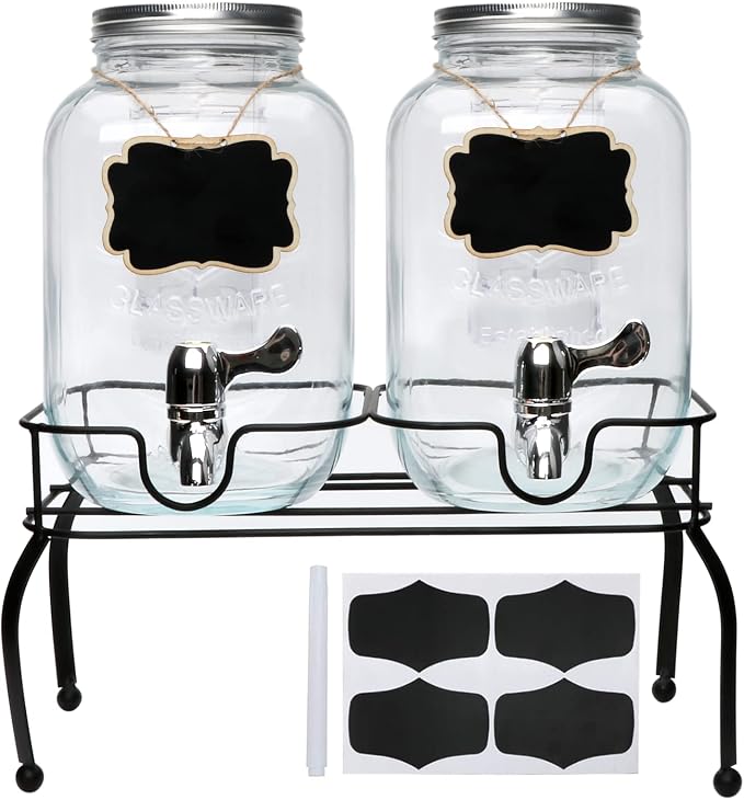 1-Gallon Glass Beverage Dispenser, Accguan Drink Dispenser by Accguan