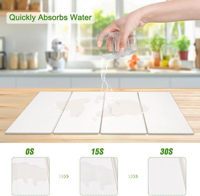 Large Dish Drying Mat for Kitchen Counter, Heat-resistant Mat, Diatomaceous - Image 6