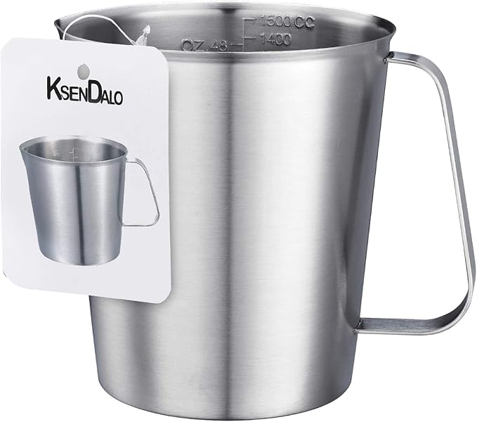 48Oz/6Cup Stainless Steel Pitcher, 1.50 Liter Metal Container by KSENDALO