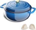 ROVSUN Enameled Cast Iron Round Dutch Oven, 6QT, Blue