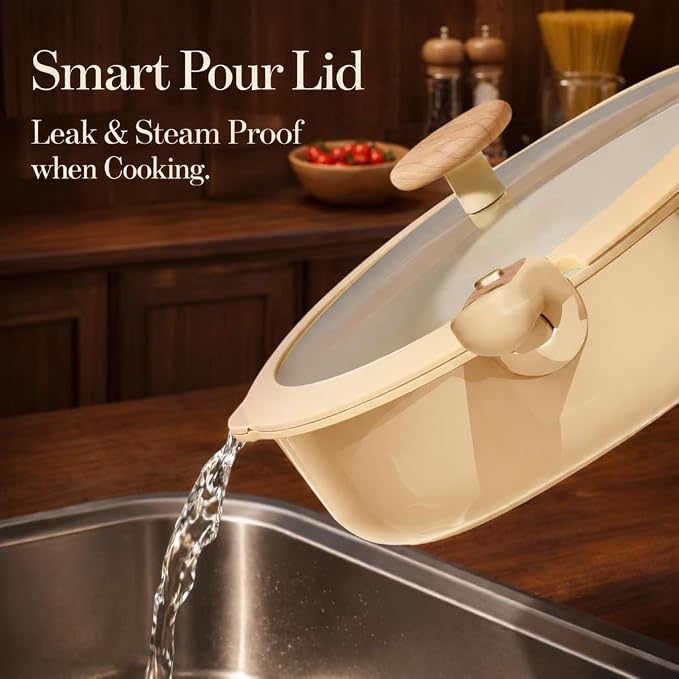 CAROTE 18 Pcs Ceramic Cookware Set Detachable Handle, Non Toxic Pots and Pans - Image 5