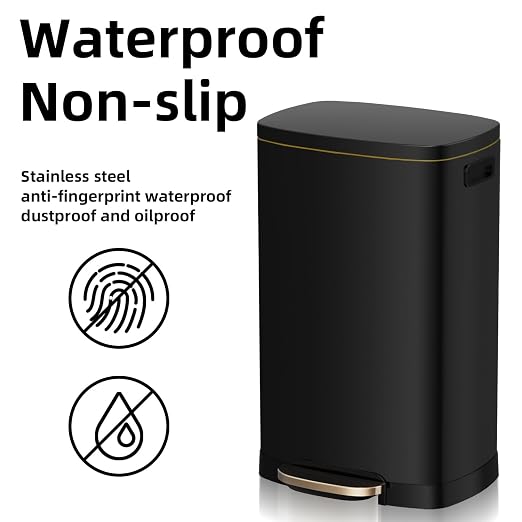KdbK 13 Gallon Trash Can with Lid, 50L Fingerprint Proof Stainless Steel - Image 5